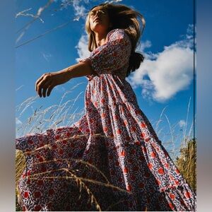 Pink City Prints Cindy Dress in Sunset Floral Small